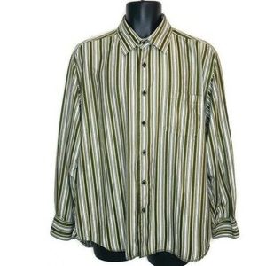 Tommy Bahama Green Striped Silk Shirt Large